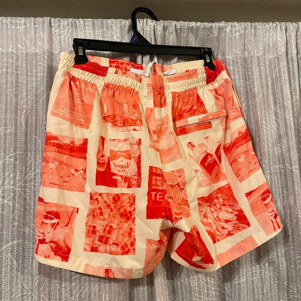 Vibrant Red and Cream Board Shorts